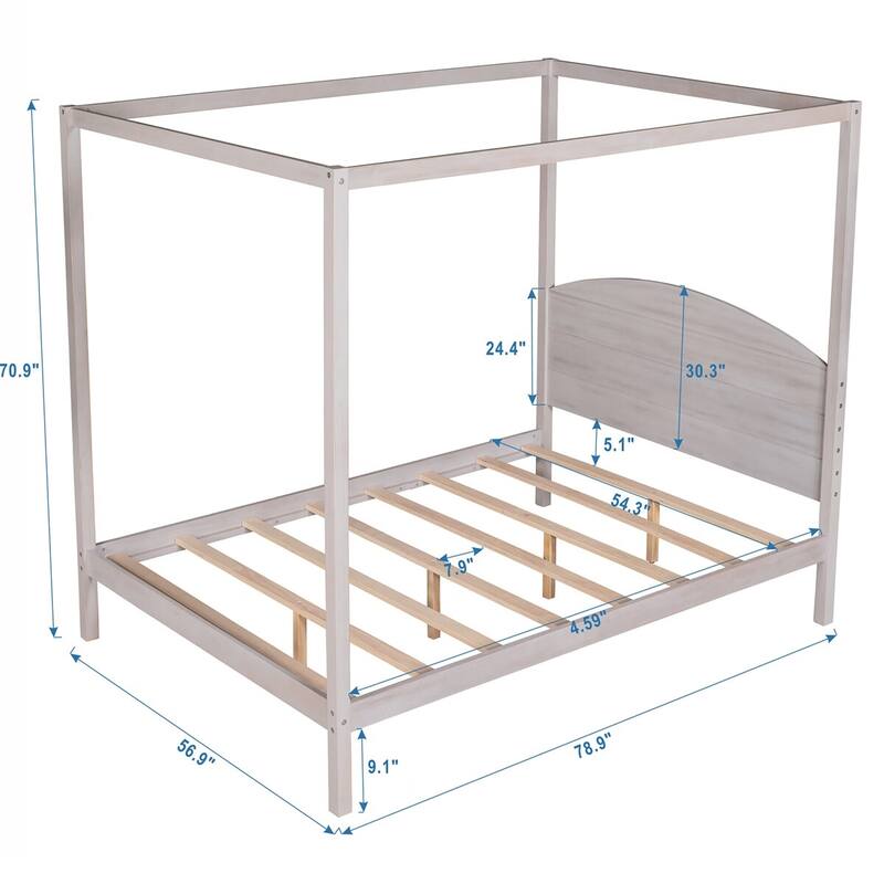 Merax Canopy Platform Bed with Headboard and Support Legs