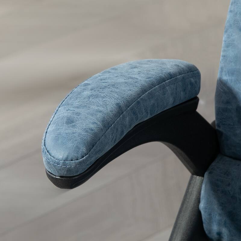 Blue PU Leather 360° Swivel High Back Office Recliner with Vibration Massage, Lumbar Heating, Adjustable Height