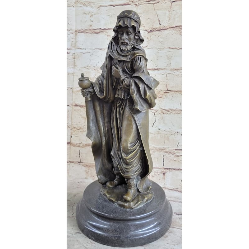 Wise Man Christmas Traveler Nativity Christianity Bronze Statue Sculpture 14 Inches X 6 Inches