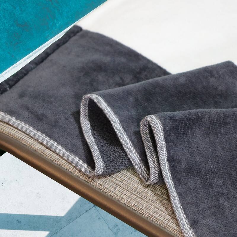 100% Cotton Cabana‑Stripe Lounge Chair Cover Terry Towel with Fitted Pocket & Back Flap Set of 2