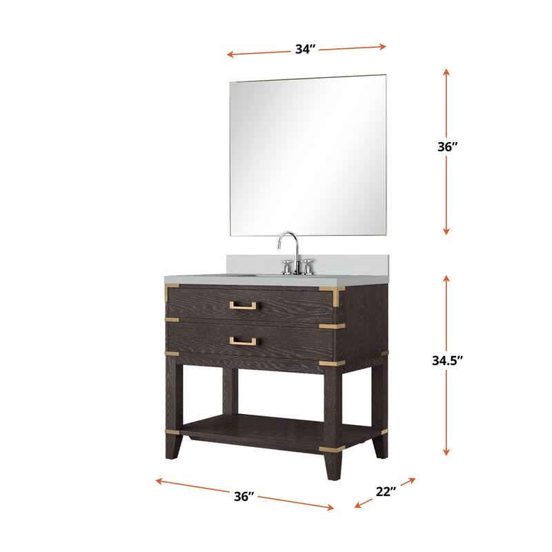 Norwalk Bath Vanity with Quartz Top, Sink, Mirror and Faucet