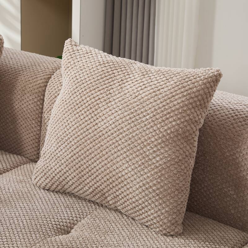 Modular L Shaped Sectional Sofa with Ottoman, Oversized Boneless Cloud Tufted Couch, Upholstered 3-Seater Sofa with 3 Pillows