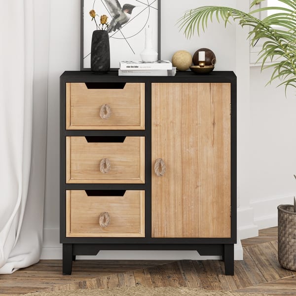 COZAYH Farmhouse 3 Drawers Dresser with 1 Door, Boho Chest of Drawers