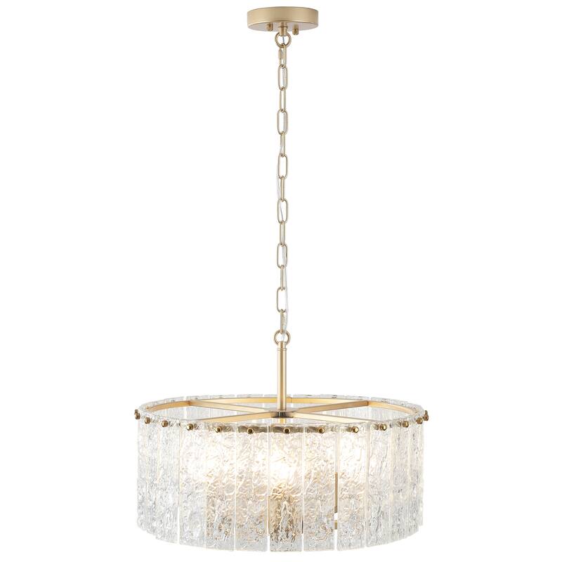 5-Light Modern Candlestick Hanging Linear Chandelier Lighting with Glass Sheet for Kitchen Island - Gold