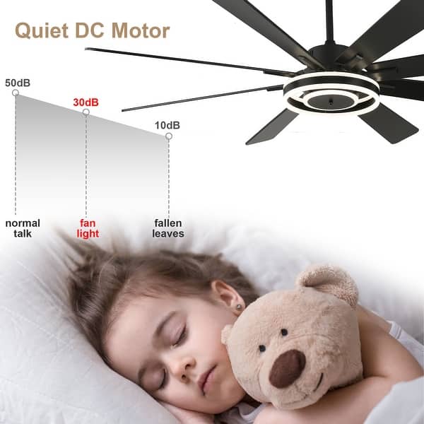 dimension image slide 1 of 6, Bella Depot 72" Modern Large Ceiling Fan 6-speed Reversible with Dimmable Light and Remote for Family Room