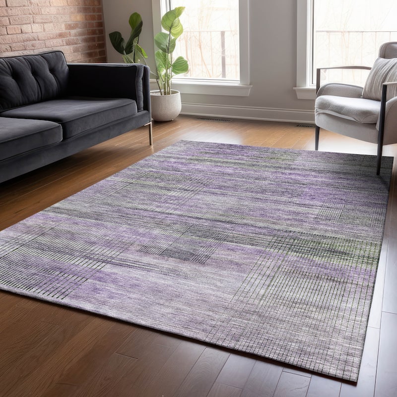 Machine Washable Indoor/ Outdoor Chantille Contemporary Imprints Rug