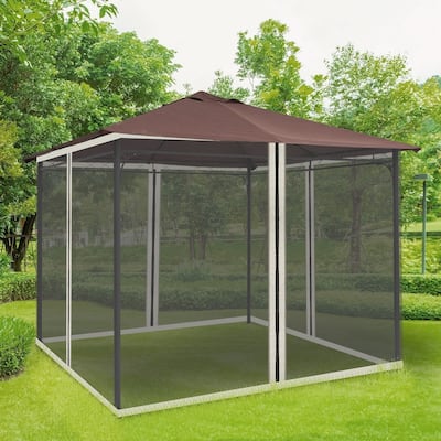 Outsunny 10' x 10' Universal Replacement Mesh Sidewall Netting for Patio Gazebos and Canopy Tents with Zippers, (Sidewall Only)