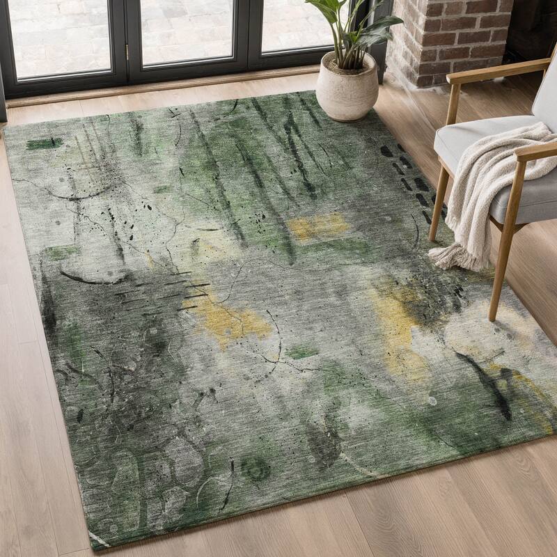 Premium Washable Super Soft Abstract Glam Mayfield Rug - Pewter - 5' x 7'6"