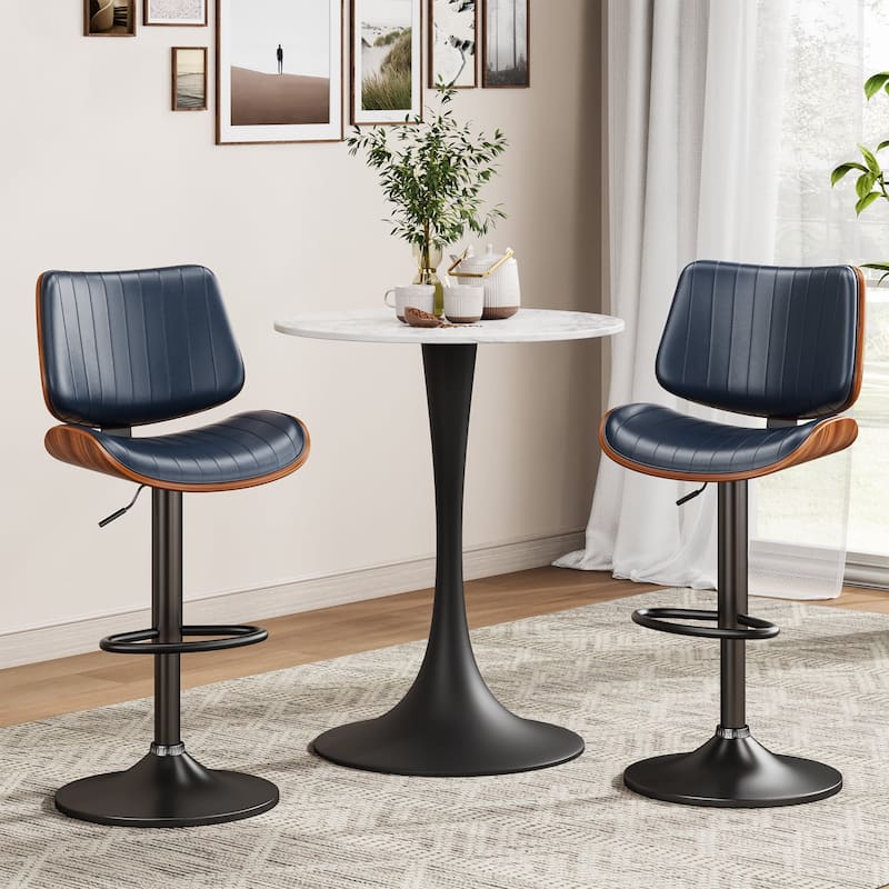 Swivel Adjustable Height Counter Stools, Bar Stools with Backs - 20" W X 18"D X 24-33" H