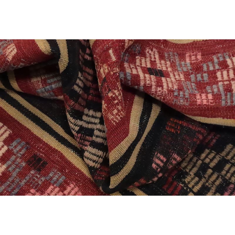 Hand Woven Oriental 100% Wool Carpet Southwestern Tribal Multi-Colored Kilim Area Rug - 9' 0'' X 6' 1''
