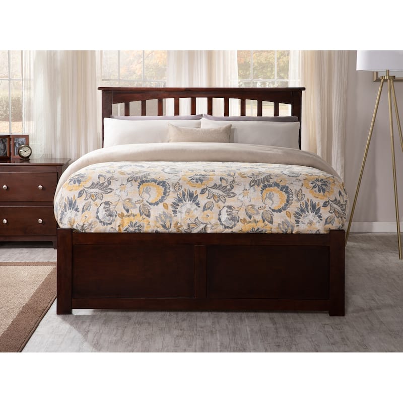 Mission Full Platform Bed with Footboard and Full Trundle Bed