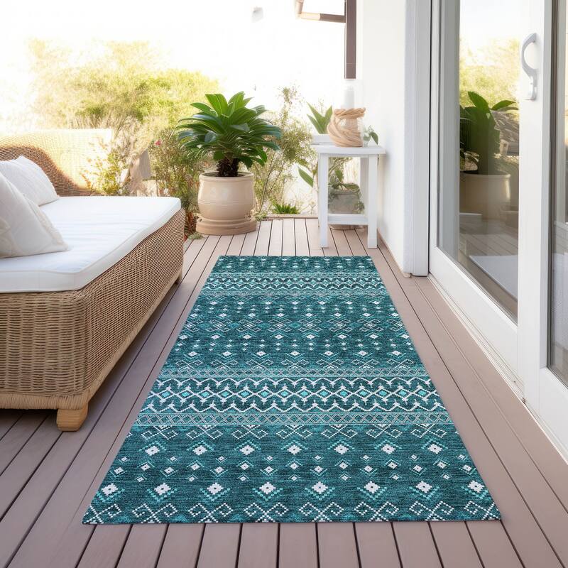 Machine Washable Indoor/ Outdoor Chantille Boho Morrocan Rug