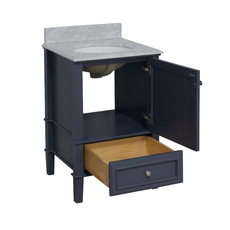 KitchenBathCollection Olivia 24" Bathroom Vanity with Carrara Marble Top