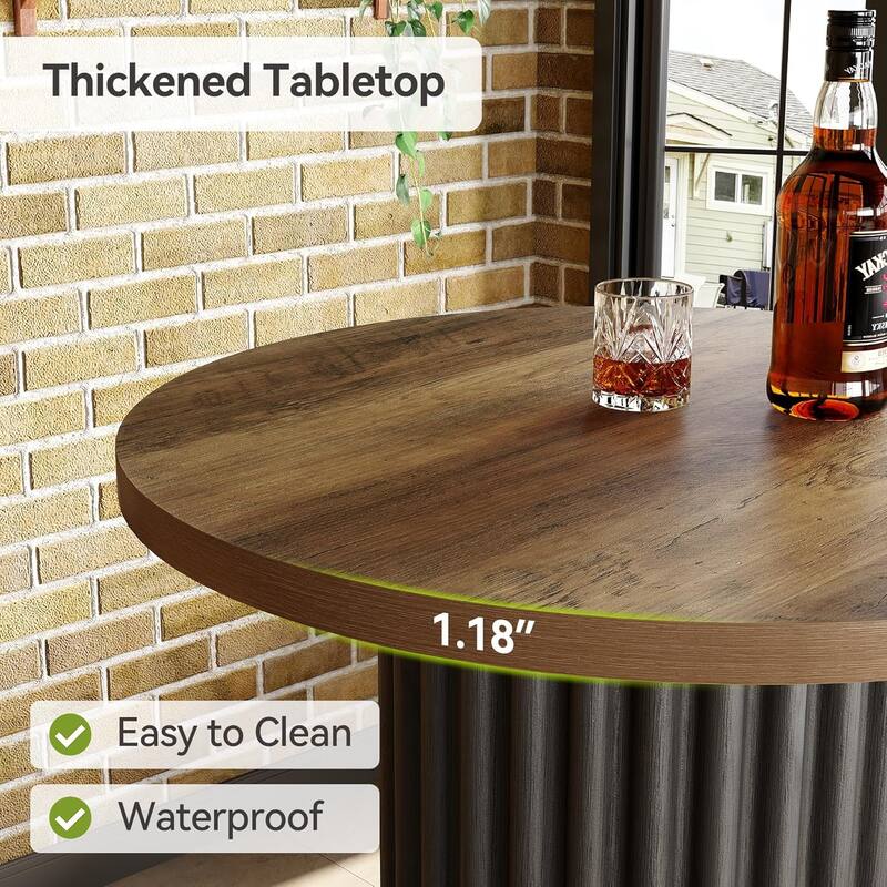 39.4" H Wooden Round Bistro Pub Bar Table for Dining, Cafe, Living Room, Apartment, Balcony