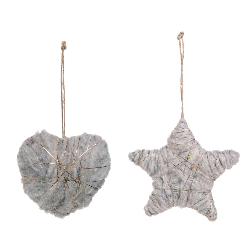 Transpac Fabric Wrapped Ornaments Set of 2 Christmas Home Decorations