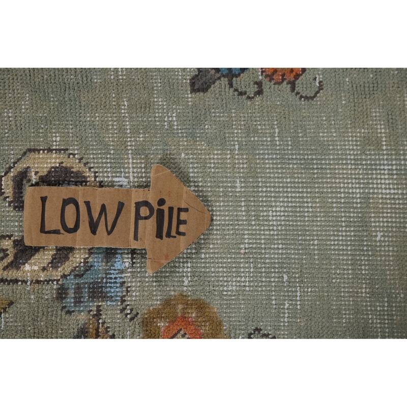 Green Tabriz Vintage Persian Area Rug Hand-Knotted Wool Carpet - 9'7" x 12'9"