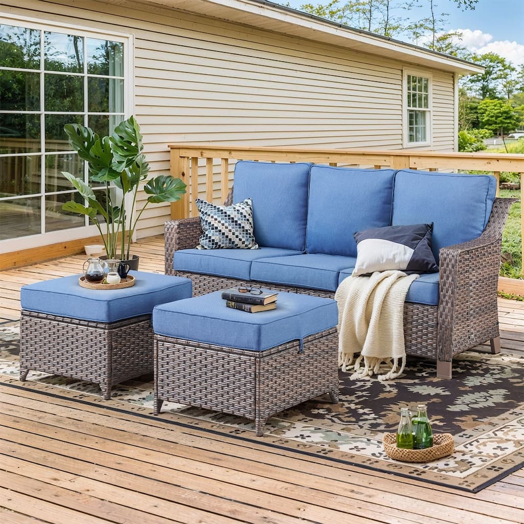 Gymojoy Outdor 3-Sear Sofa with Footrest Seat