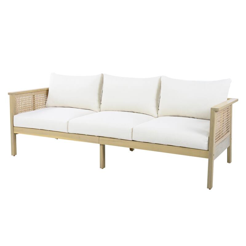 Christopher Knight Home - Modern 5-Piece Outdoor Acacia Wood and Wicker Conversation Set with Removable Cushions & Coffee Table