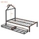 preview thumbnail 4 of 42, Twin Size House Shaped Metal Platform Bed with Drawers