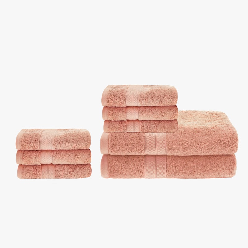 Superior 8 Piece Towel Set (2 Piece Bath Towel and 6 Piece Hand Towel), Rayon From Bamboo and Cotton