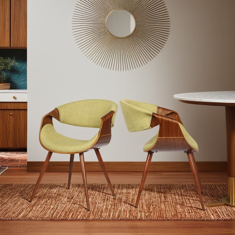 Carson Carrington Skibby Wood and Fabric Mid-century Dining Chair - Green and Walnut