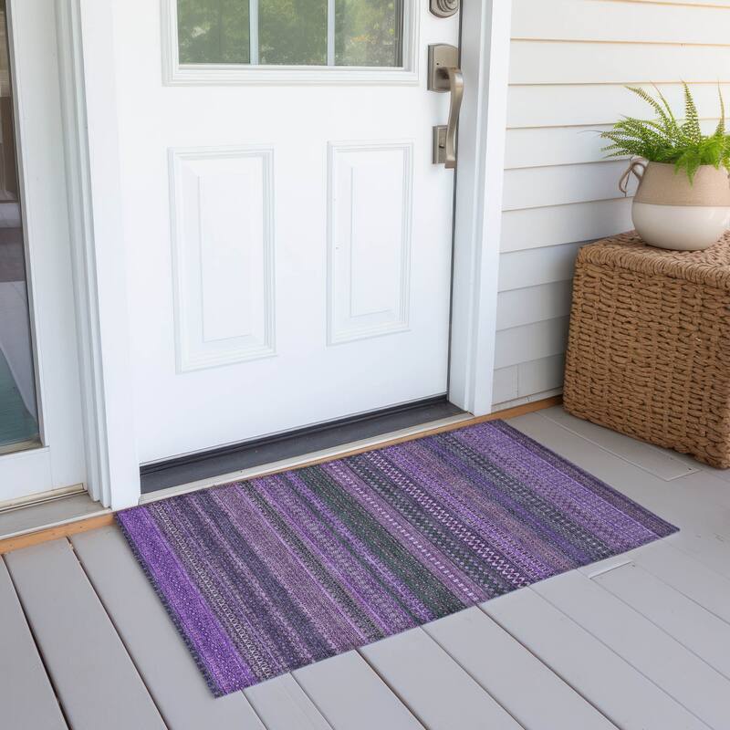Lamo Stripe Weather Resistant Timeless Fusion Outdoor Rug