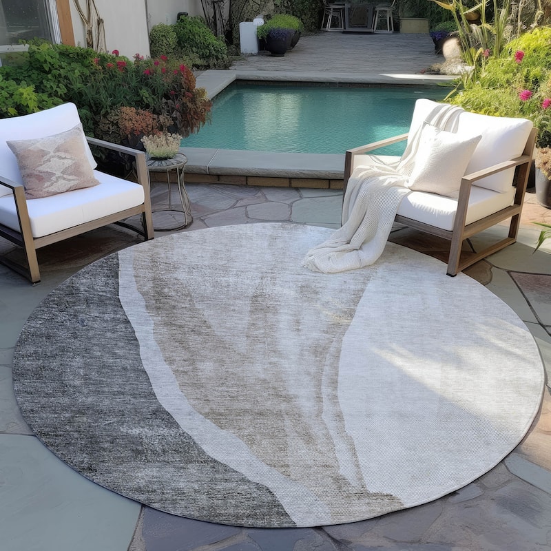 Machine Washable Indoor/ Outdoor Chantille Modern Abstract Rug