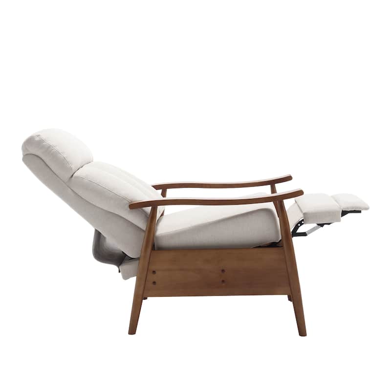 Beige Modern 26.38" Upholstered Adjustable Chaise Lounge Chair with Wood Frame for Living Room