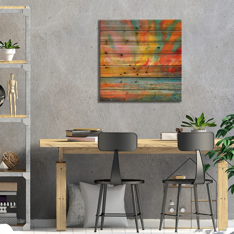 Hidden Heart Lava Sky Print On Wood by Michael Creese - Multi-Color