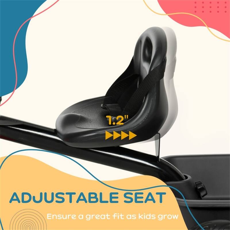 Black 3-Wheel Adjustable Seat Toddler Tricycle with Mudguard Front and Rear Fun Ride for Toddlers - 31.5" L x 19" W x 24.75" H