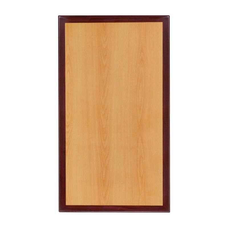24" x 30" 2-Tone High-Gloss Resin Table Top with 2" Thick Drop-Lip - Mahogany Finish - Cherry/Mahogany