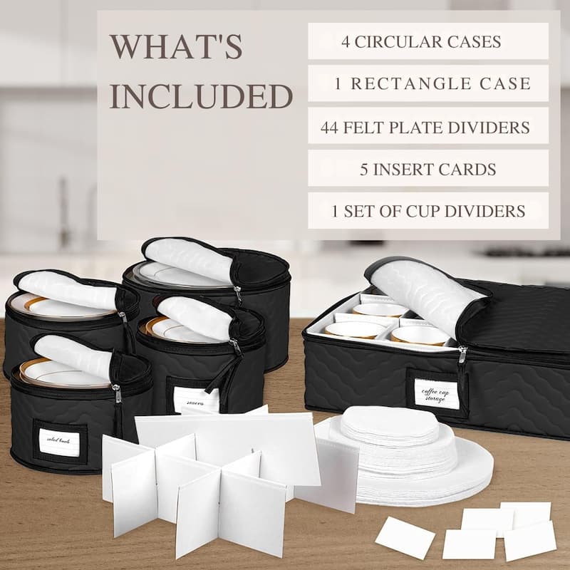 Dinnerware Storage Organizer 5-Piece Set for Fine China, Plates, Saucers, Bowls, Tableware Cups & More.