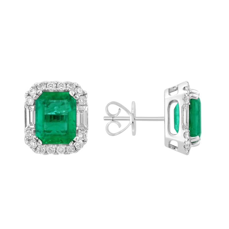 EFFY 18K Gold Natural Emerald One of a Kind Stud Earrings