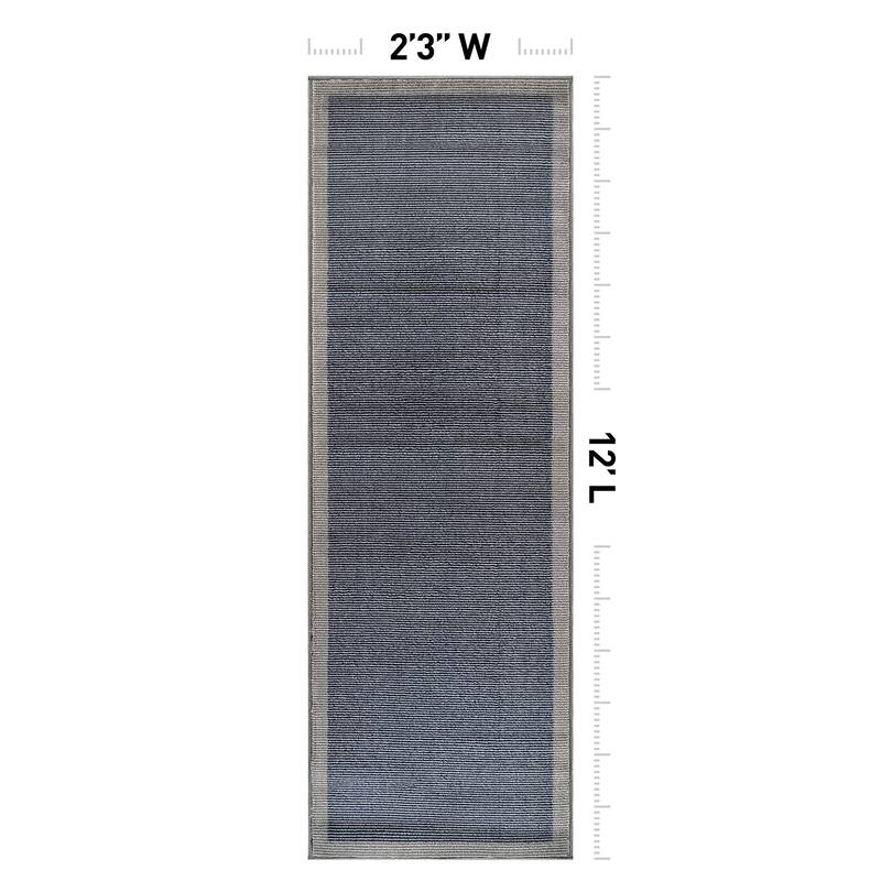 Modern Geometric Stripe Bordered Area Rug for Living Room, Bedroom, or Entryway - Low Pile Indoor Rug