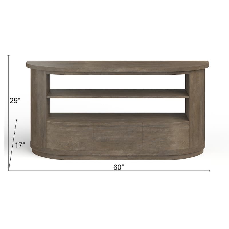 Magnussen Home Bosley Lt. Brown Porpoise Demilune Console - 60''W x 17''D x 29''H