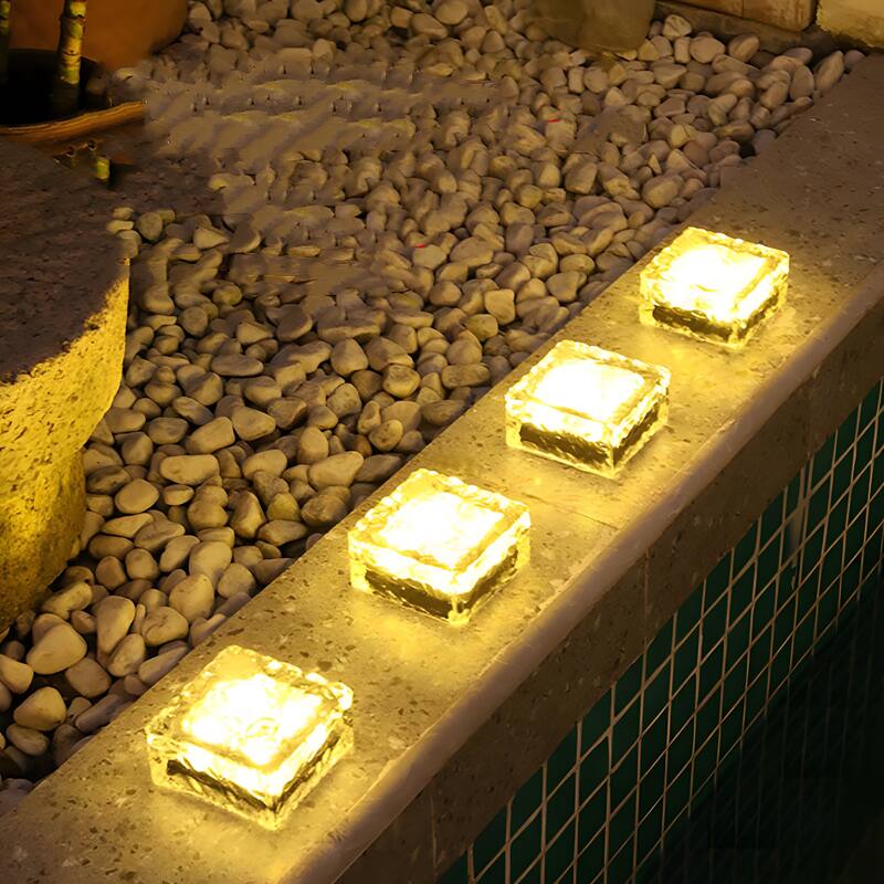 Set of 6 Ice Brick Solar RGB LED Light - Set of 6
