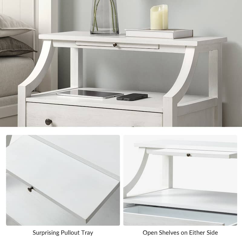Jennifer 2 - Drawer Nightstand with Built-In Outlets and Pull-out Tray by HULALA HOME
