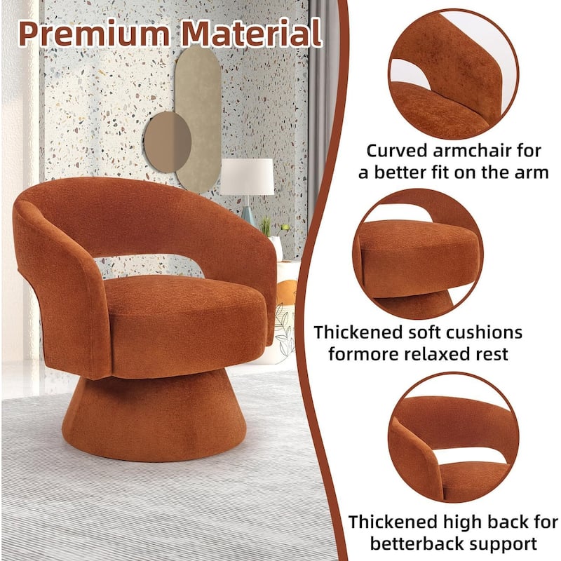Swivel Barrel Chair,Velvet Accent Armchair 360 Degree Swivel Club Chair Vanity Chair for Living Room Bedroom Reception Room