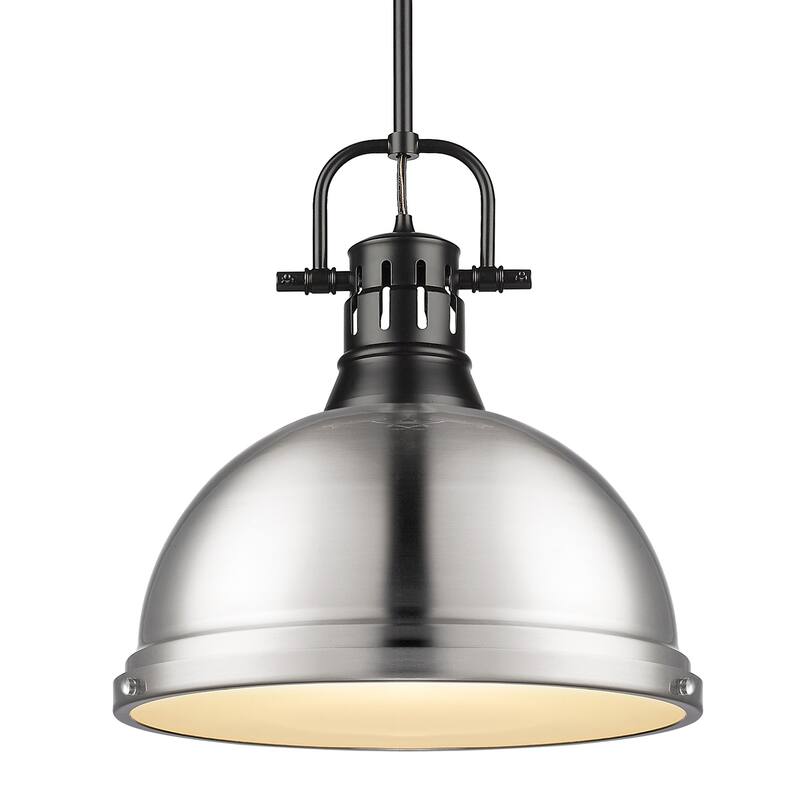 Duncan 1-light Hanging Dome Pendant with Rod - Matte Black with Pewter