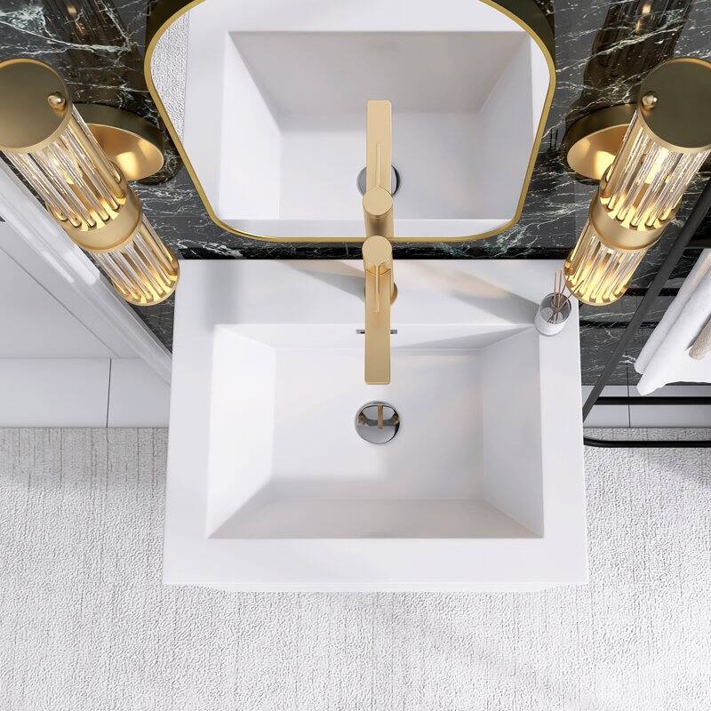24"/30"/36"/48" Wall-Mounted 2-drawer Bathroom Vanity Set with Integrated Resin Sink