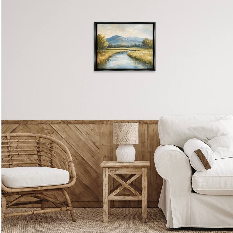 Stupell River Bend with Tall Grass Framed Floater Canvas Wall Art Design By Petal Prints Design