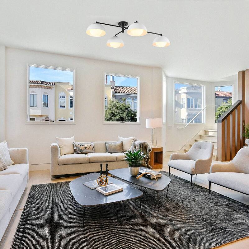 Ultra-Modern 4-Light Flower Bud Domed Semi-flush Mount - 44.9 in