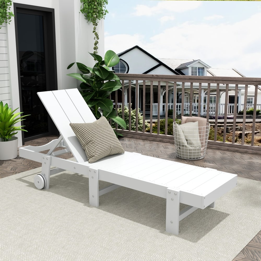 Shoreside Modern Poly Eco-Friendly All Weather Reclining Chaise Lounge With Wheels