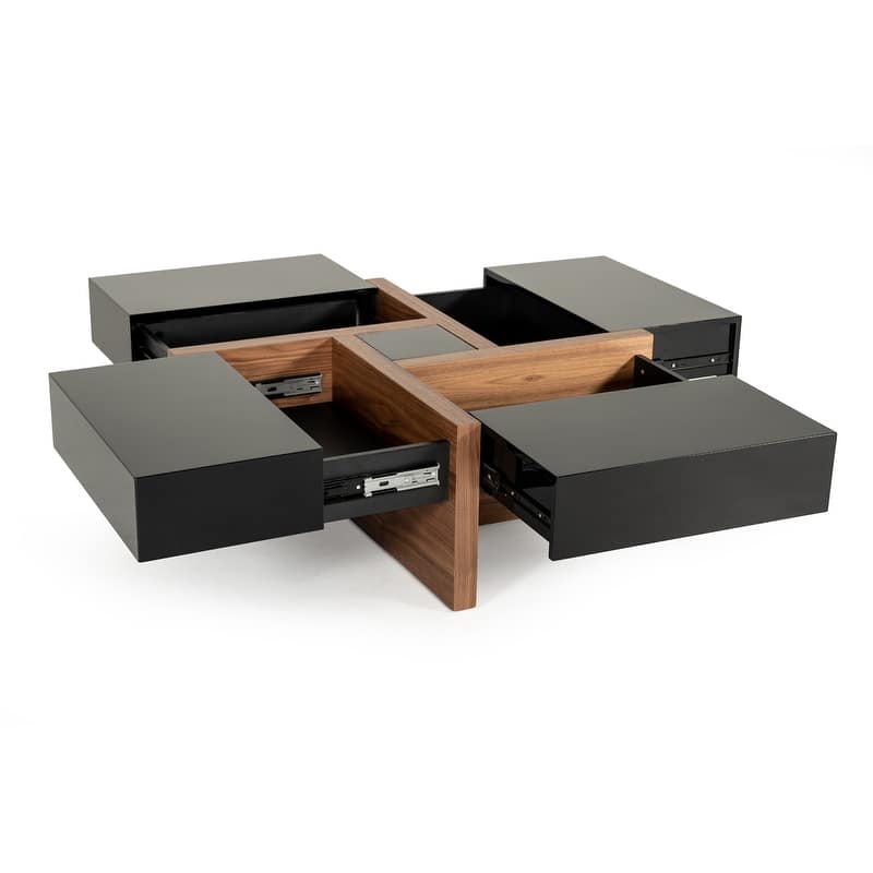 Modrest Makai Modern Black & Walnut Coffee Table