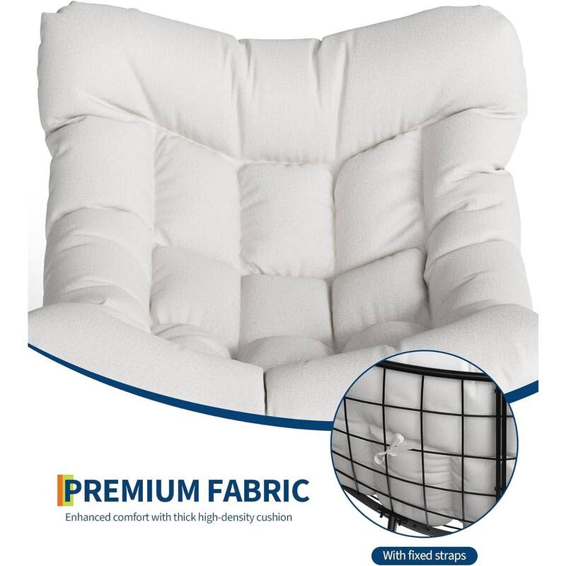 Outdoor Oversized Lounge Chair, Patio Rattan Egg Rocker with Footrest