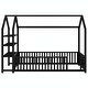 preview thumbnail 17 of 22, Metal House Bed with Fence and Detachable Storage Shelves