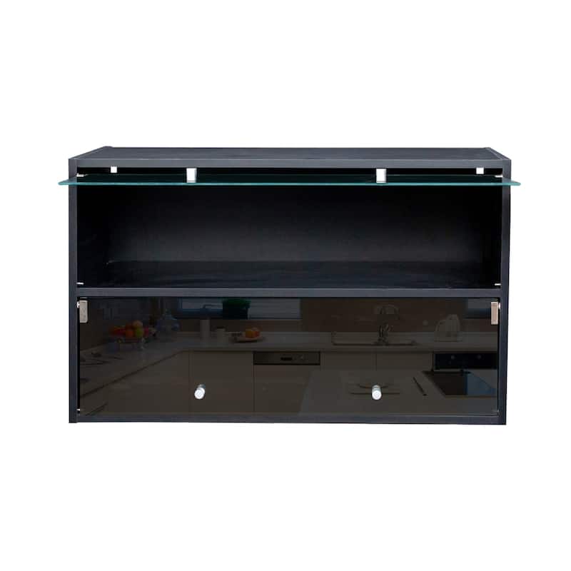 Wood Shoe Storage Cabinet with Glass Door and Led Light