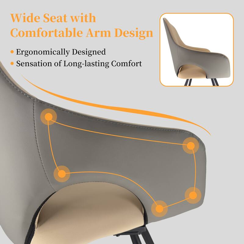 Two-tone Microfiber Leather Upholstered Rotatable Dining Chairs (Set of 2) - 22.83" W x 19.69" D x 36.61" H