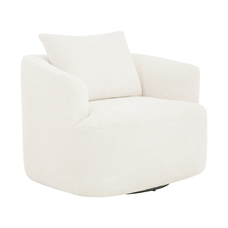 Chenille Swivel Accent Chair with Pillow