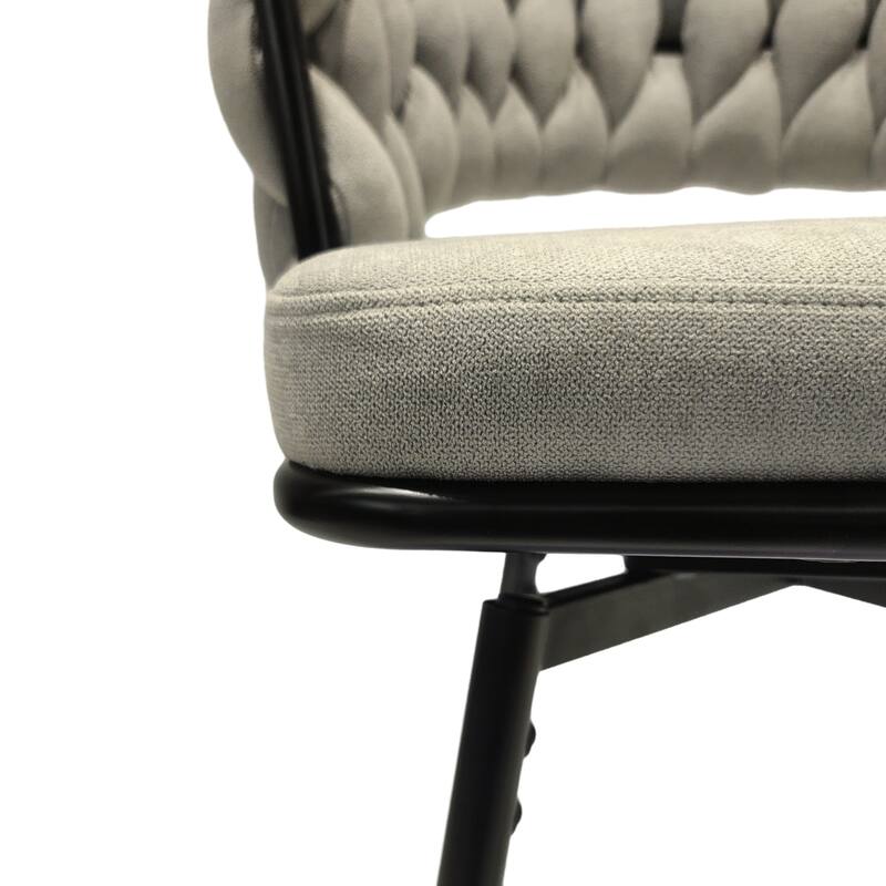 Linen Woven Bar Stool Set of 2, Counter Height Bar Stools with Back, Upholstered Kitchen Island Chairs with Footrest